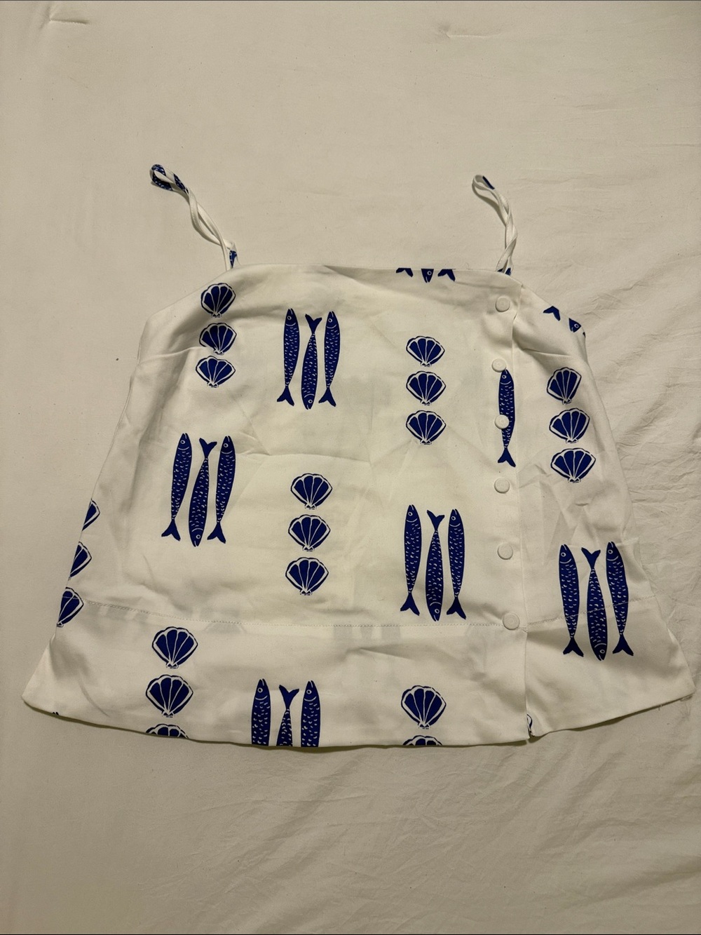 Zara White Camisole with Blue Fish & Shell Print